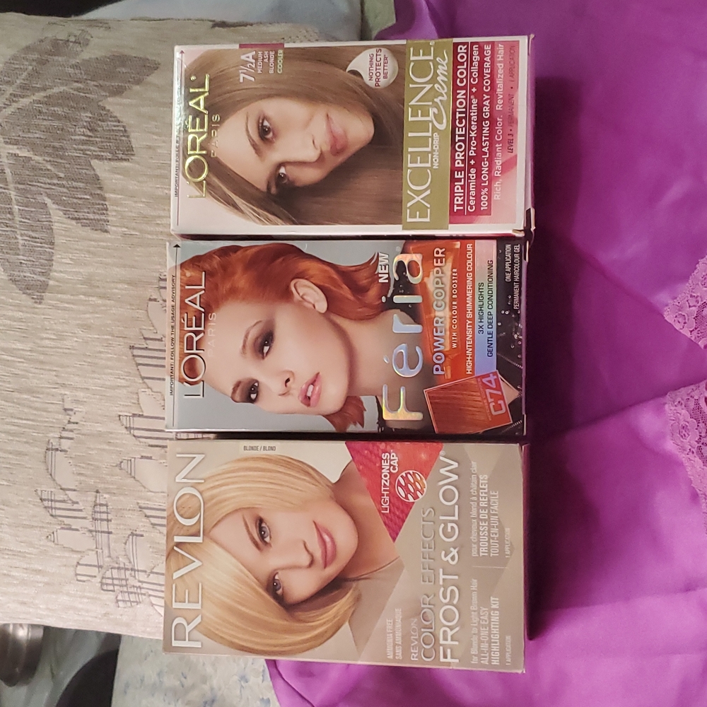 Three packs of L'OREAL & REVLON hair dye